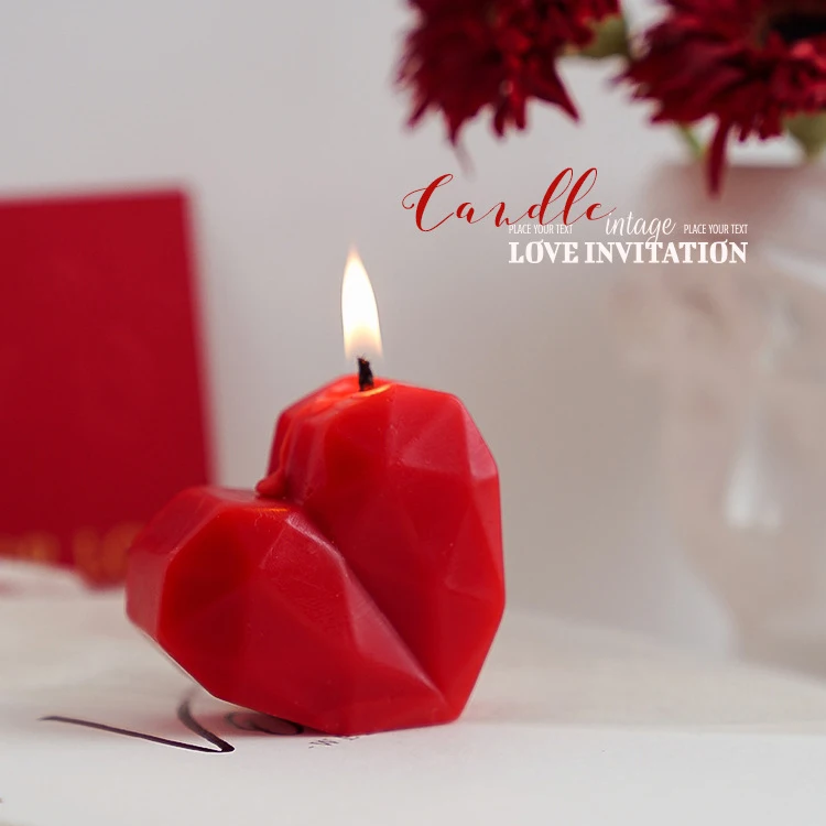 Geometric Heart-shaped Fragrance Candle Valentine's Day Confession Romantic Decorative Ornaments Premium Wedding Favours