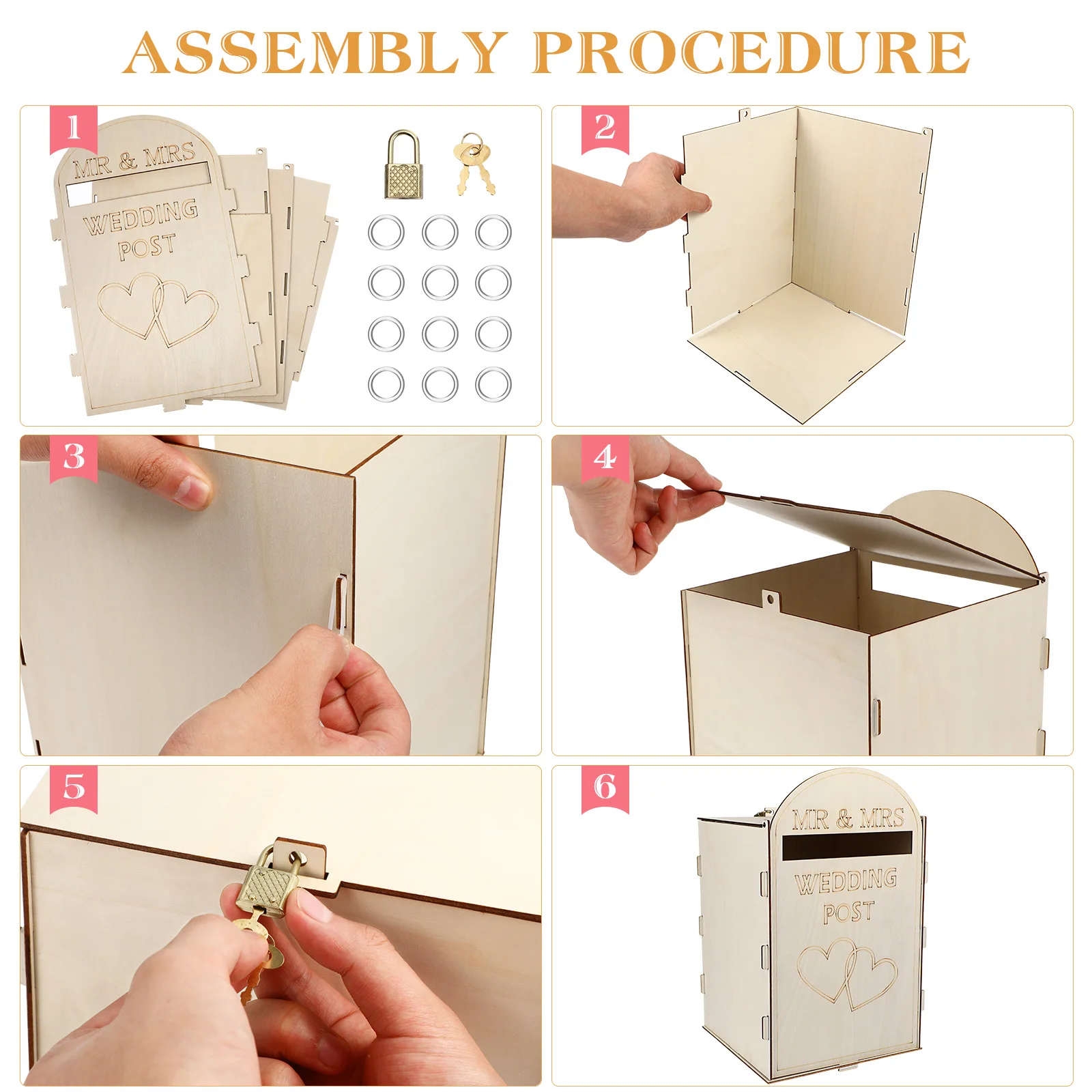 

Wedding Card Box Rustic Wooden Post Box For Marriage Ceremony Guest Gift Holder Wedding Favors Decor Mailbox Storage