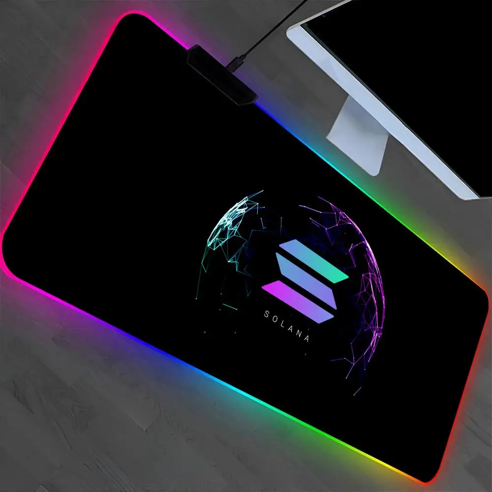 

S-Solana Mouse Pad Laptop Mat Gaming RGB Anime Mousepad Backlit Gamer Girl Cartoon Table Pads Deskpad