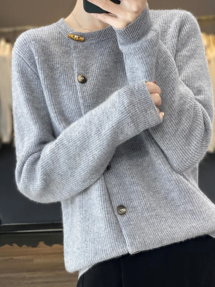 Picture 5: Cardigan women's 100% pure cashmere sweater autumn and winter coat high-end thick autumn plus size sweater coat high sense.