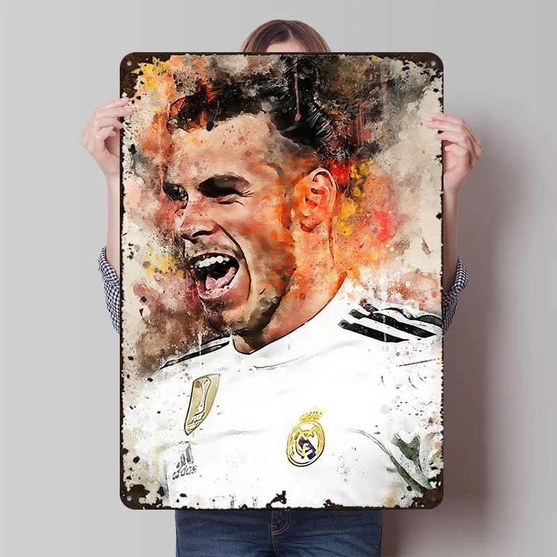 Gareth Bale Tin Poster Customized Wall Art Retro Vintage Metal Signs for Fans Room House Modern Home Decoration Luxury Wand Deko