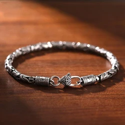 Retro Silver Pattern Six Word Truth Bracelet Exquisite Woven Chain Bracelet Men's Fashion Niche Hand Jewelry Gift