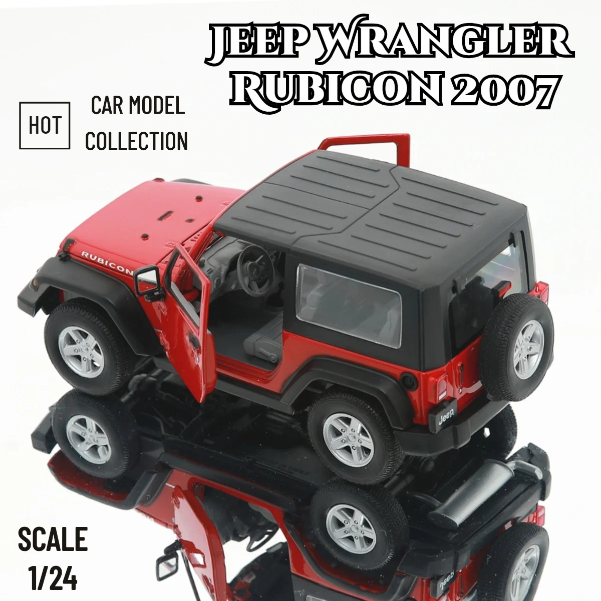 

1:24 Scale Replica Car Model Miniature Jeep Wrangler Rubicon 2007 SUV Diecast Collectible Ornament Gift Toy for Boy Friend