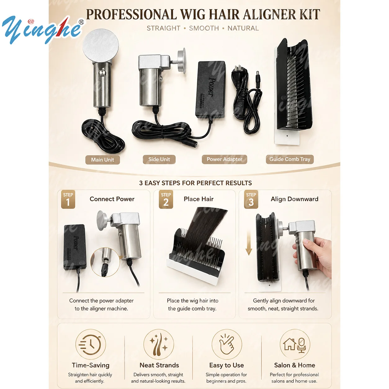 Professional Grade Auto Hair Aligner, Bulk Extensions Flattener Straightener, Slider Organizer Tool, 2026 Best Choice