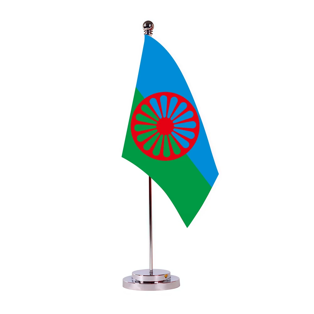 Aerlxemrbrae   21x14CM Gypsy Table Flag Romani Romany Flag Home Office Desk Banner Including Flagpole Base Flag Size