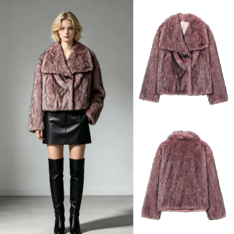 Women's Jacket 2026 Autumn/Winter Faux Fur Elegant Loose Lapel Fluffy Plush Coat Thick Warm Everyday Outfit