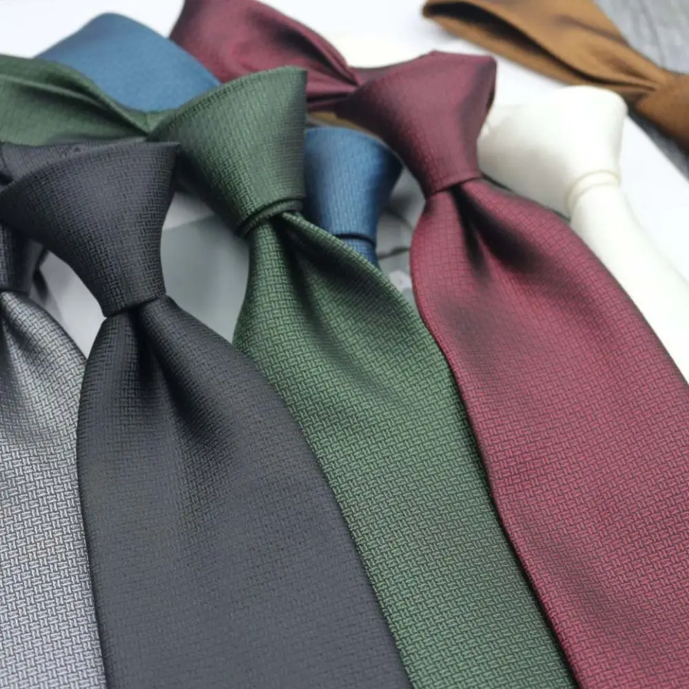 Mode 8 cm largeur rayé cravates à la mode messieurs couleur unie hommes cravate élégant noir gris hommes cravate de mariage pour les affaires