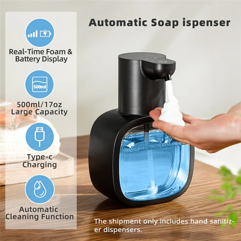 BAAO-Schiuma Smart Lavatrice per le mani Dispenser di sapone ricaricabile Dispenser automatico di sapone liquido