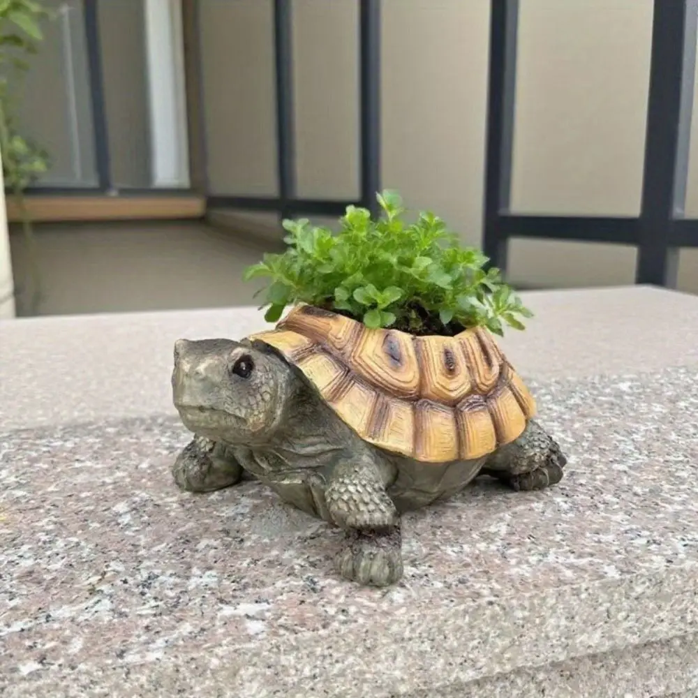 

Vintage Design Simulated Simulation Turtle Planter Resin Mini Animal Ornament Vase Garden Planter Cartoon Succulent Planter Gift