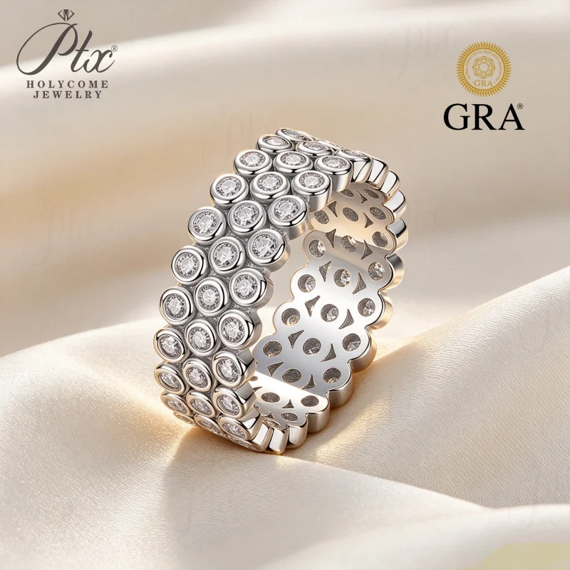 Moissanite Ring Round Cut D Color GRA Certified 925 Sterling Silver Factory Direct Office Wear Women Fine Jewelry
