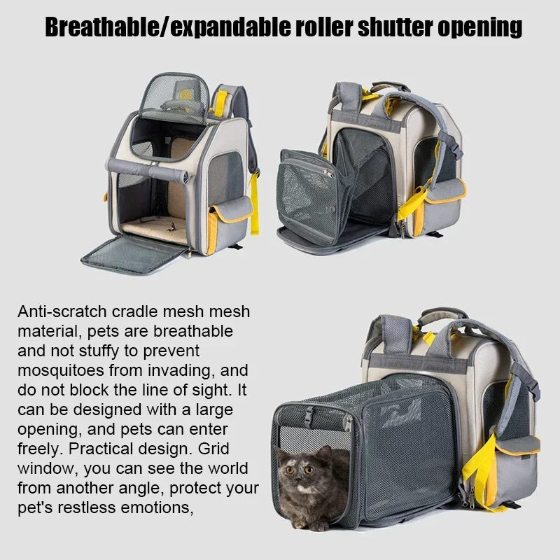 Dog Expandable Backpack Puppy Foldable Back Pack Expansion Large Capacity Outdoor Breathable Cat Portable Extended Carrier Bags