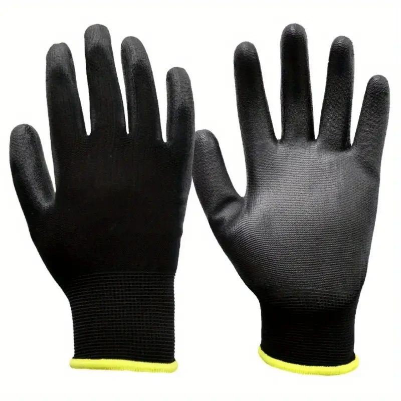 12 Pair Black /Grey/ horticulture Gloves Safety Work Gloves Repair Gloves Palm Coated Gloves Carpenter Repairman Supplies