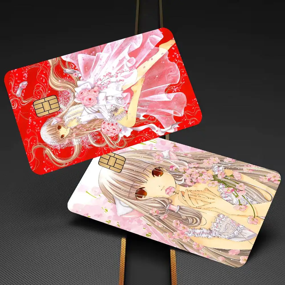 Anime C-Chobits Kawaii Girl Cute Cartoon Credit Card Skin Stickers For Bank Card Bus Metro Card Sticker Waterproof Women Gift
