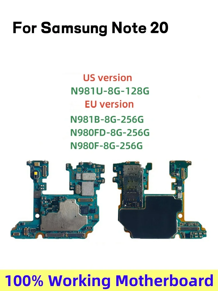 Tested For Samsung Galaxy Note 20 ultra 4G N980F N985F Unlocked Motherboard Note 20 ultra 5G N986B N986U N981U N981B Logic Board