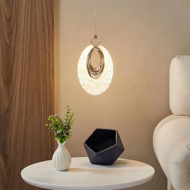 

Nordic Indoor Led Home Decor Lamp Modern Simply Acrylic Pendant Light for Bedside Living Room Kitchen Island Ring Chandelier