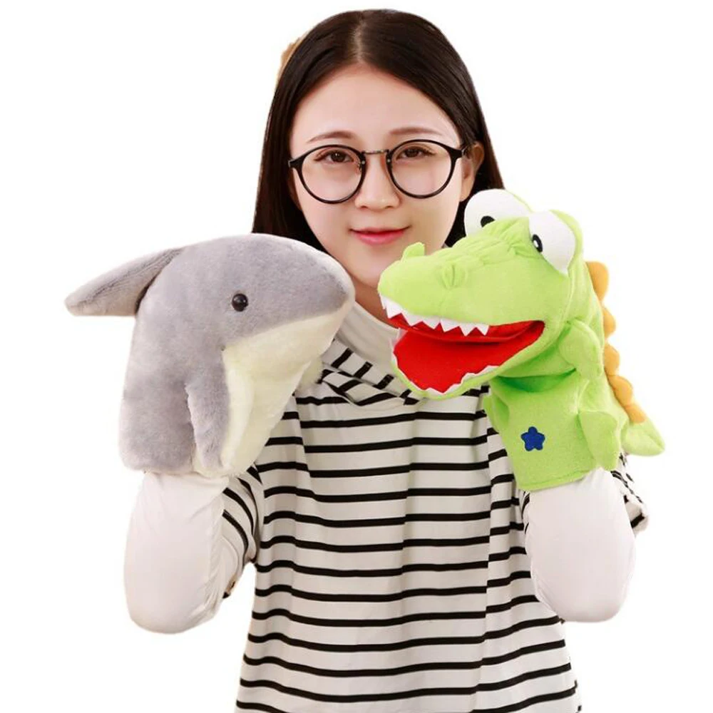 Shark กบจระเข้ตุ๊กตาหุ่นมือ Boneka Mainan