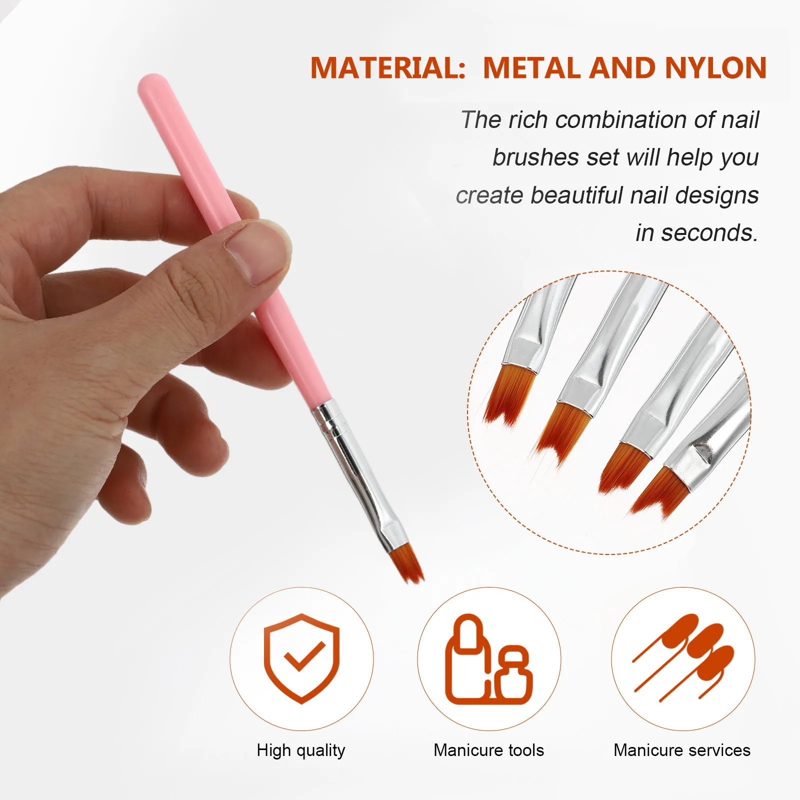 8Pcs Nail Art Brush Pen Set Nylon Bristle Manicure Drawing Tool for Beginners and Professionals French Tips Fishtail Waves Nail