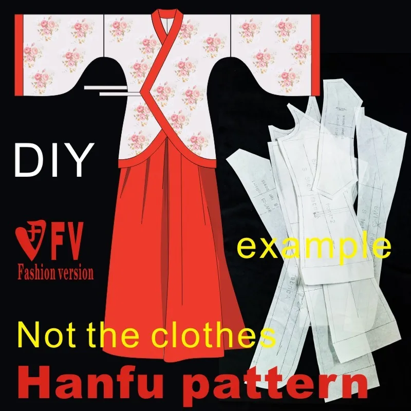 Hanfu wzór diy handmade damska bluzka i spódnica szycia projekt rysunek 1:1 wzór odzieży BHF-005