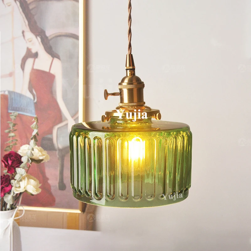 Multi-Style Nordic Pendant Lamp Green Glass Ceiling Lighting Kitchen Island Hand Brass Hanging Light Fixtures for Dining Room
