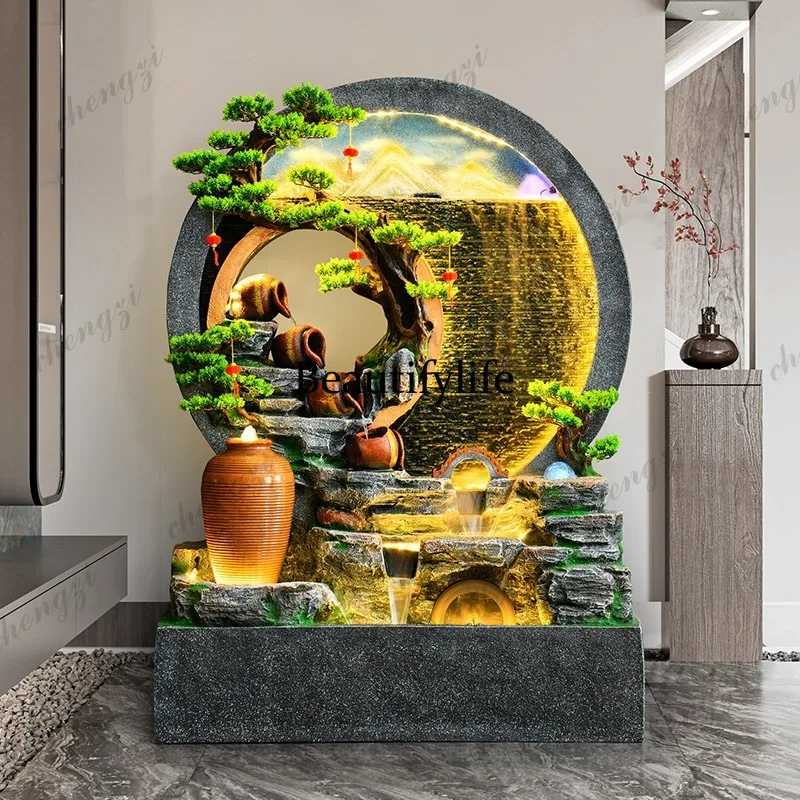 Water curtain wall living room running water screen partition rockery fountain landscape courtyard lucky