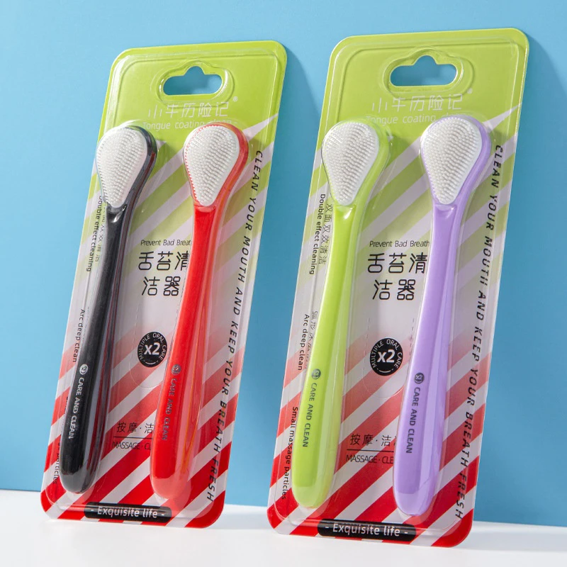 2-Pack Tongue Cleaning Brush - Double-Sided Tongue Scraper, Soft Purple, Keeps Breath Fresh, Removes Plaque Suitable For Couples