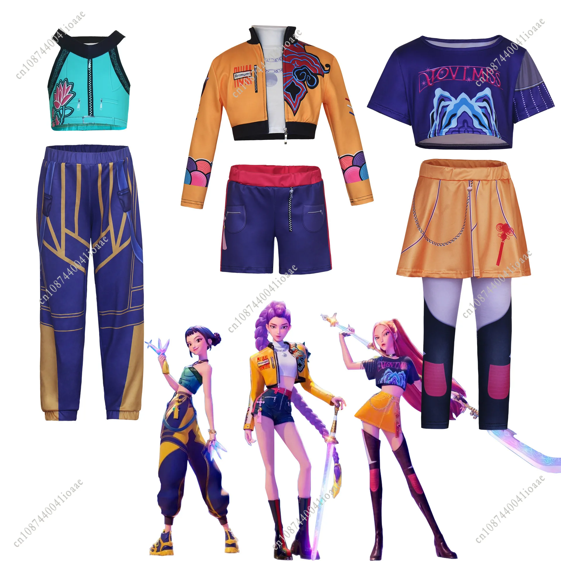 Film k-pop Mira Rumi Zoey chasseurs de démons Costume de Cosplay pour fille scène d'halloween motif imprimé 3D vêtements de jeu de rôle cadeau pour enfants