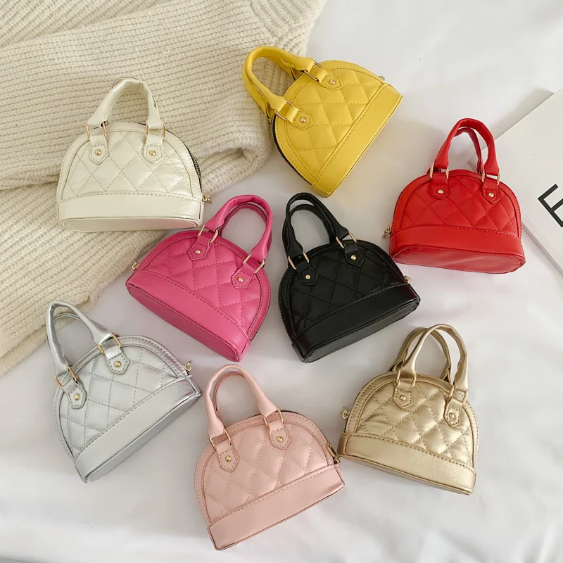 New Children Mini Shell Bag Fashion PU leather Ringer Chain Crossbody Bag Cute Girl Single Shoulder Handbag KBG028