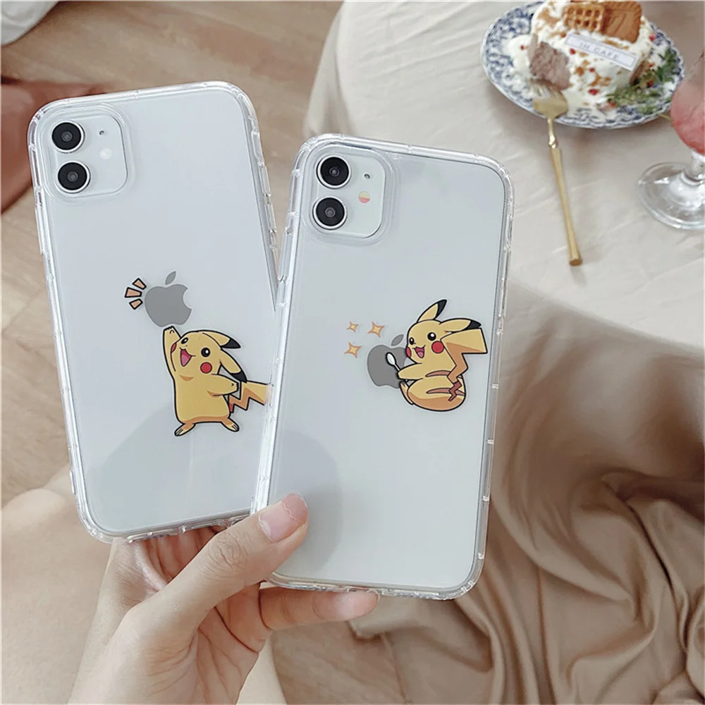 Cute Pokemon Pikachu Phone Cases For iPhone 13 12 11 14 15 16 Pro Max 2024 Case Cartoon Clear Cover