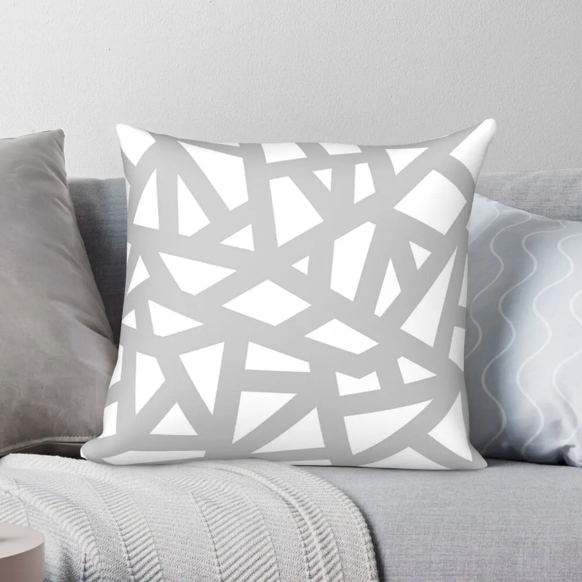 Silver Gray Thick Mosaic Lines Square Pillowcase Polyester Linen Velvet Pattern Pillow Case Car Cushion Cover Wholesale 18