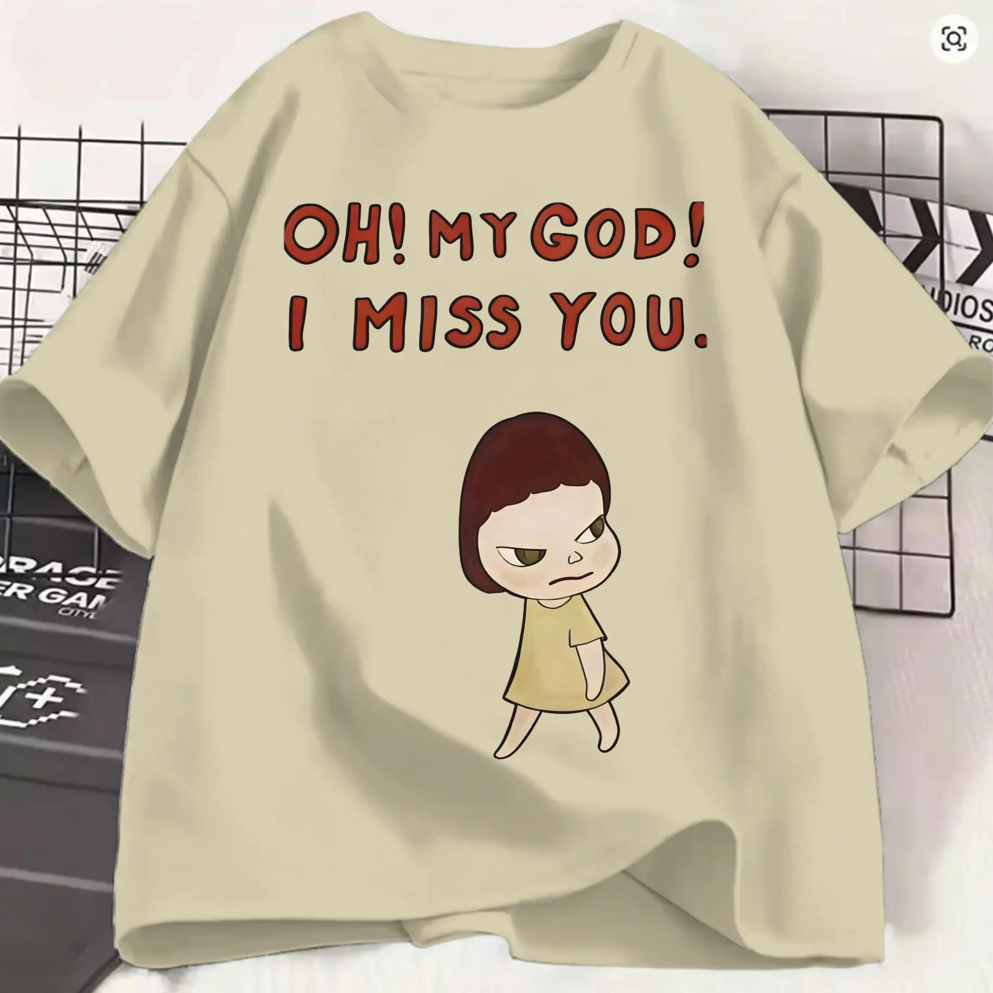 Oversized T-Shirt Beach Yoshitomo Nara Hip Hop T-Shirts  100% Cotton Tshirt for Man Y2K Casual Custom Logo Short Sleeve Tees