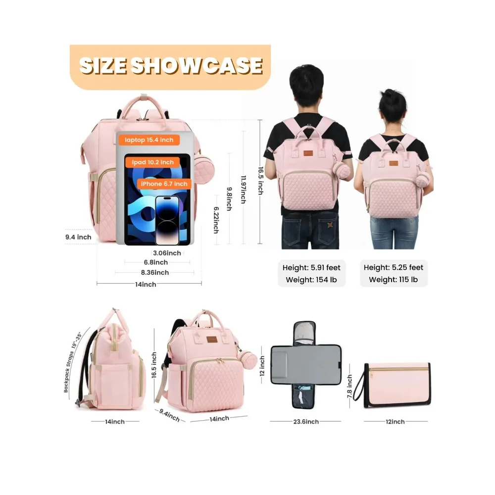 Diaper Bag Backpack With Changing Pad Pacifier Case, Baby Bag for Boy Girl Toddler Waterproof Travel Diaper Bag for Mom