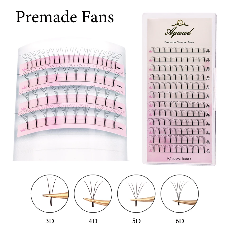 

Premade Fans Volume Russian Lashes 3D 4D 5D 6D Soft Cashmere Matte Black Eyelashes Long Stem Promade Volume Eyelashes Extension