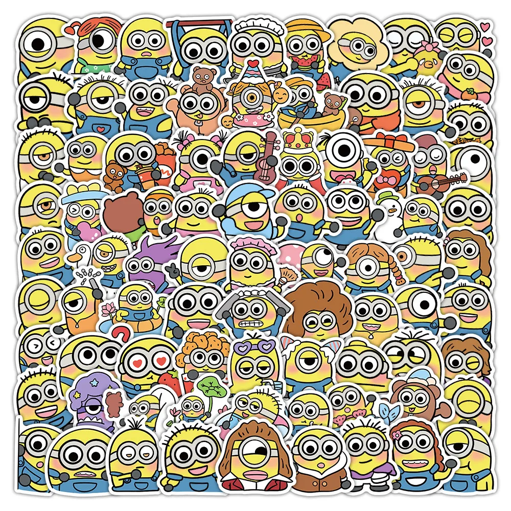 مجموعة ملصقات مينيونز مكونة من 102 قطعة - شارات Despicable Me Yellow Guys للهاتف والكمبيوتر المحمول
