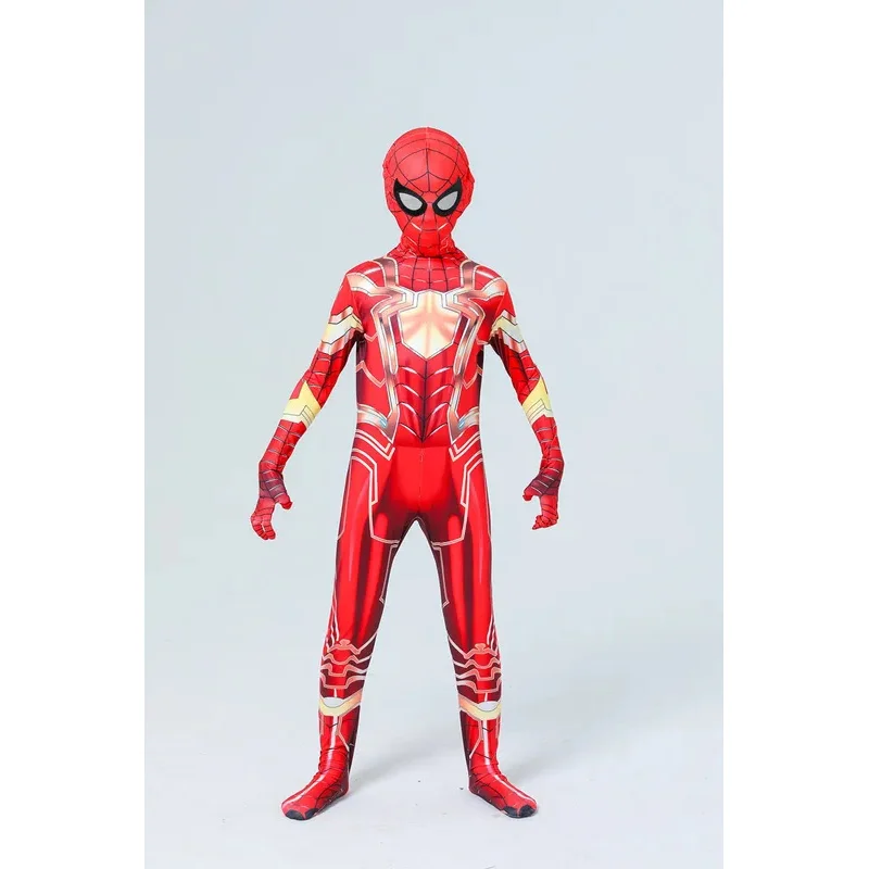 New Arrival Halloween Superhero Gold Spiderman Cosplay Costume Boys Men Bodysuit Zentai Full Body Suit Adult Kids Jumpsuit！1e