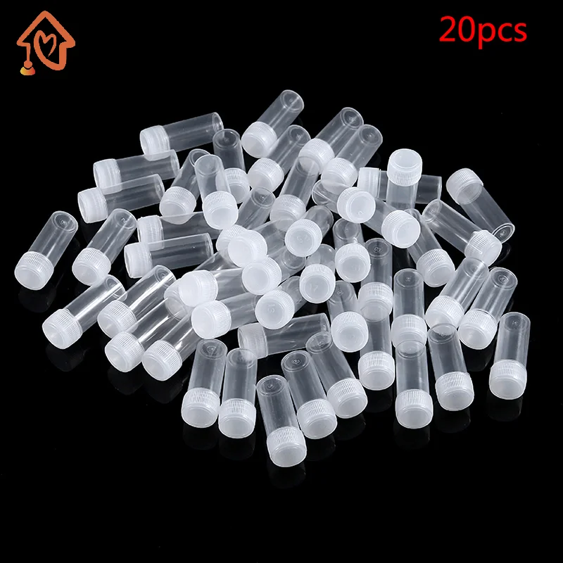 20pcs Translucent 5ml Plastic Sample Bottle Test Tube Mini Bottles Leak Proof Cap Vials Pill Capsule Small Storage Containers