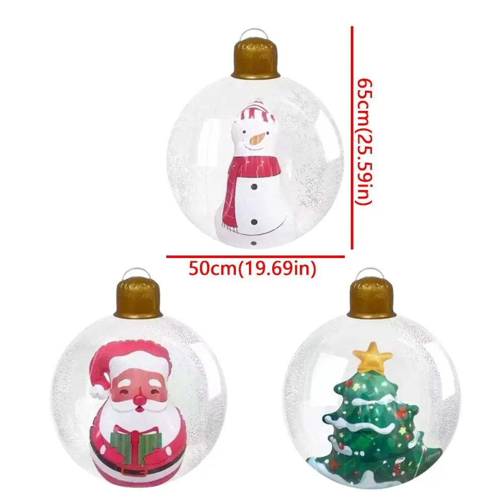 Thick PVC Giant Inflatable Christmas Ball Snowflake Filling with Hooks Santa Snowman Balloon Transparent Inflatable Xmas Sphere