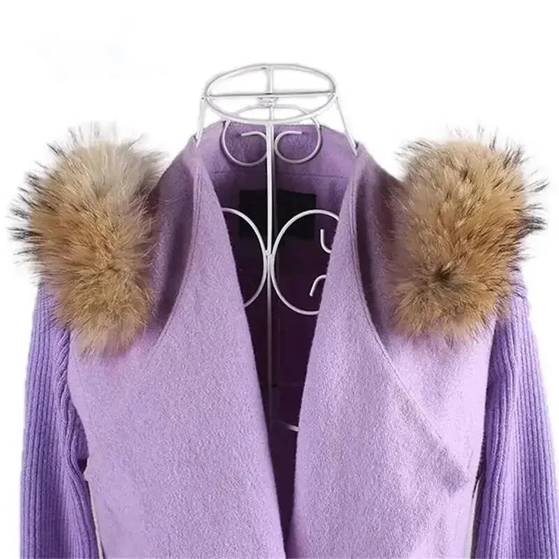 

Зимние модные шарфы и воротники накидки 2025 года, шарфы с воротником из меха енота, женский меховой шарф с воротником L # 23