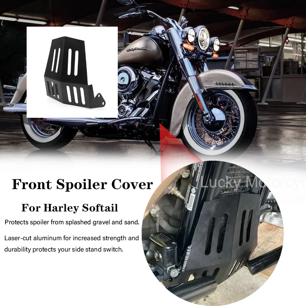 

Grille Chin Fairing Cover Front Lower Spoiler Aluminum For Harley Softail Fat Boy Street Bob Breakout Low Rider 18-23 Motorcycle