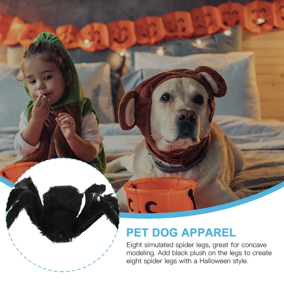 

Halloween Pet Costume Black Spider Outfits for Dogs Cosplay Apparel 8 Legs ScaryFunny Decor Pet Supplies Dog Jacket