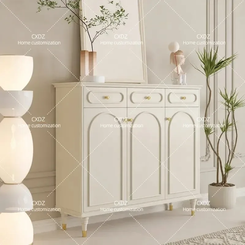 American light luxury shoe cabinet household door porch cabinet integrated large-capacity solid wood storage multi-layer