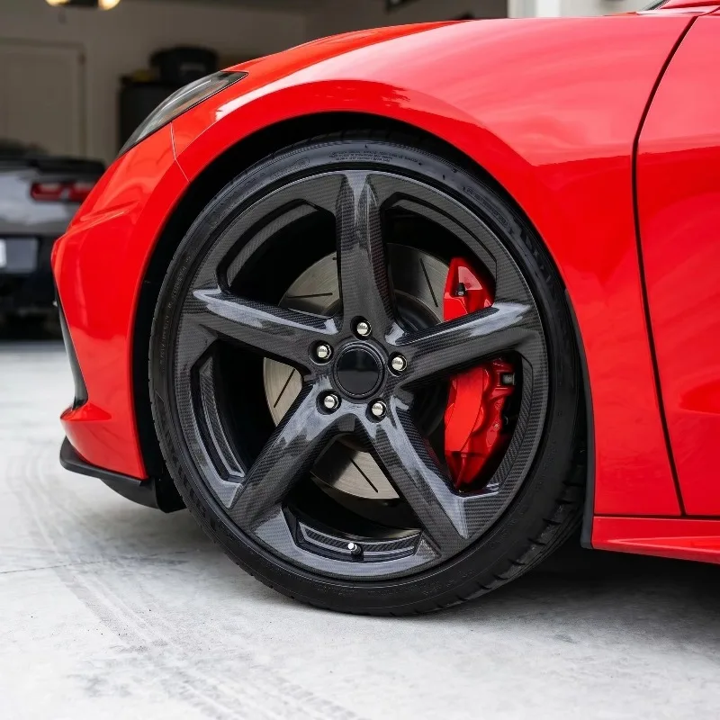 5x120.65 Carbon Fiber Wheels for Chevrolet Corvette C8 C7 C6 C5 Z06 ZR1 19 20 21 Inch Rims Gloss Black Alloy Wheels