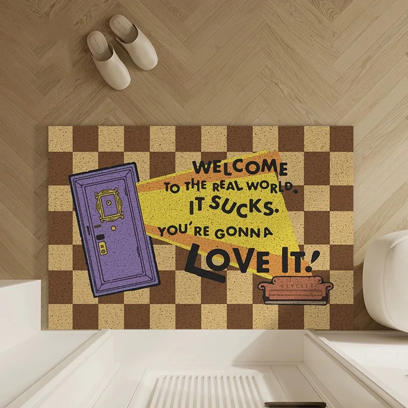 

Креативный придверный коврик: забавный, водонепроницаемый, из шелковой петлевой ткани, для удаления грязи и пыли, для прихожей, длинный прямоугольный.