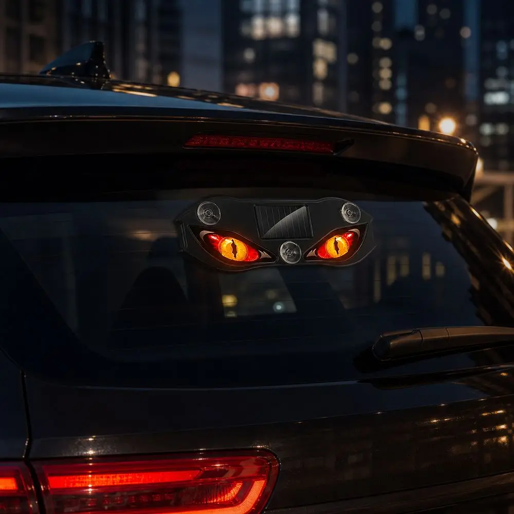New Solar Powered Car Demon Eye Light Flashing Suction Cup Vehicle Warning Light USB LED Signal Lamp Car Window Decoration