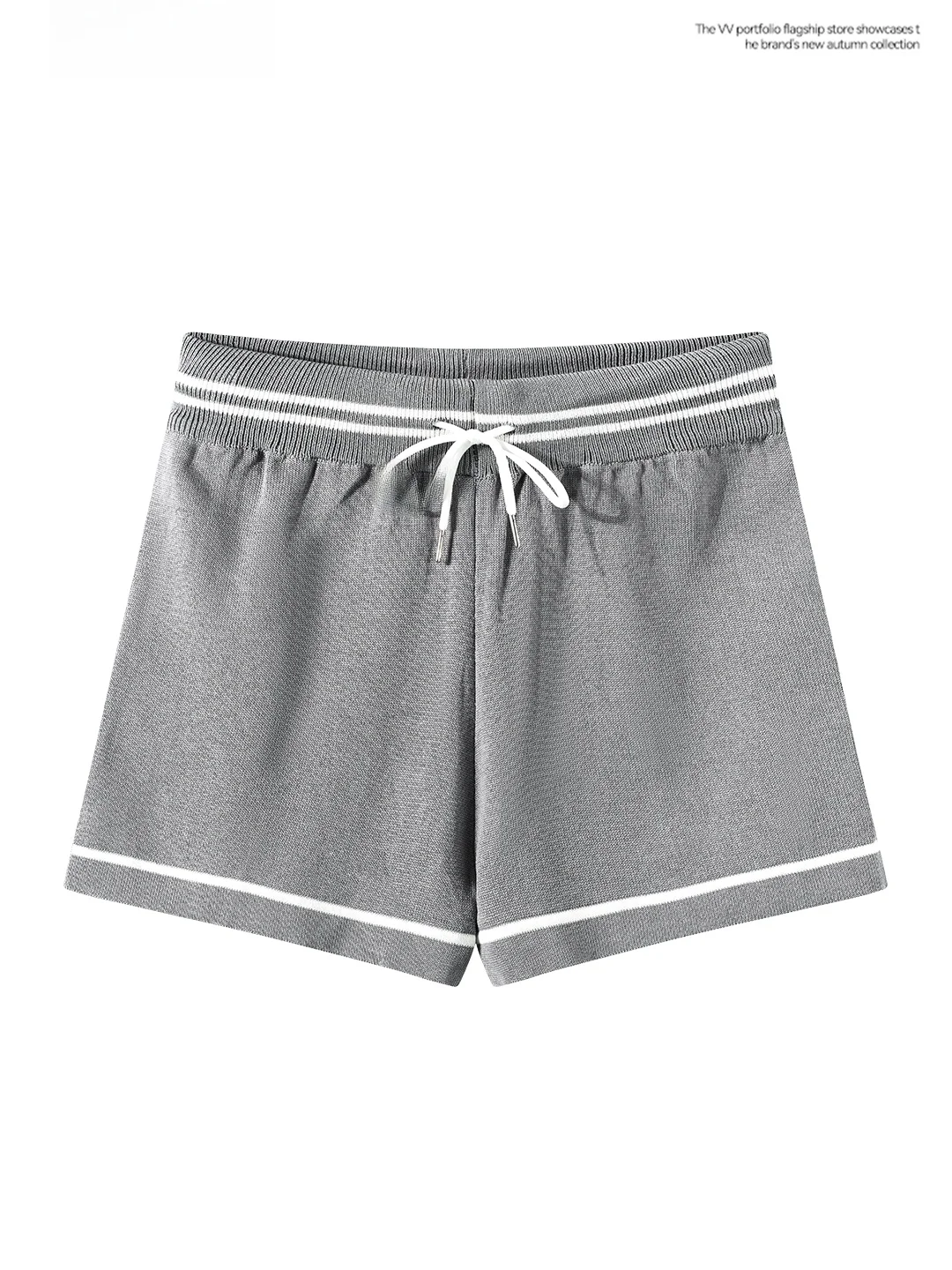 High Waist Striped Knitted Short Pants Women's Summer Vintage Grey Sexy Butt Lifting Hot Pants Tight Fit Base Layer Trousers