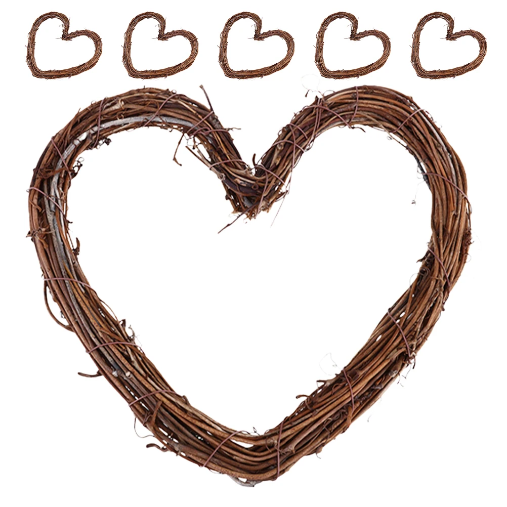 

6pcs 15Cm Heart Rattan Natural Vine Craft Ring For Diy Garland Making Rustic Wedding Party Decor Wreath Rattan Pendant Heart