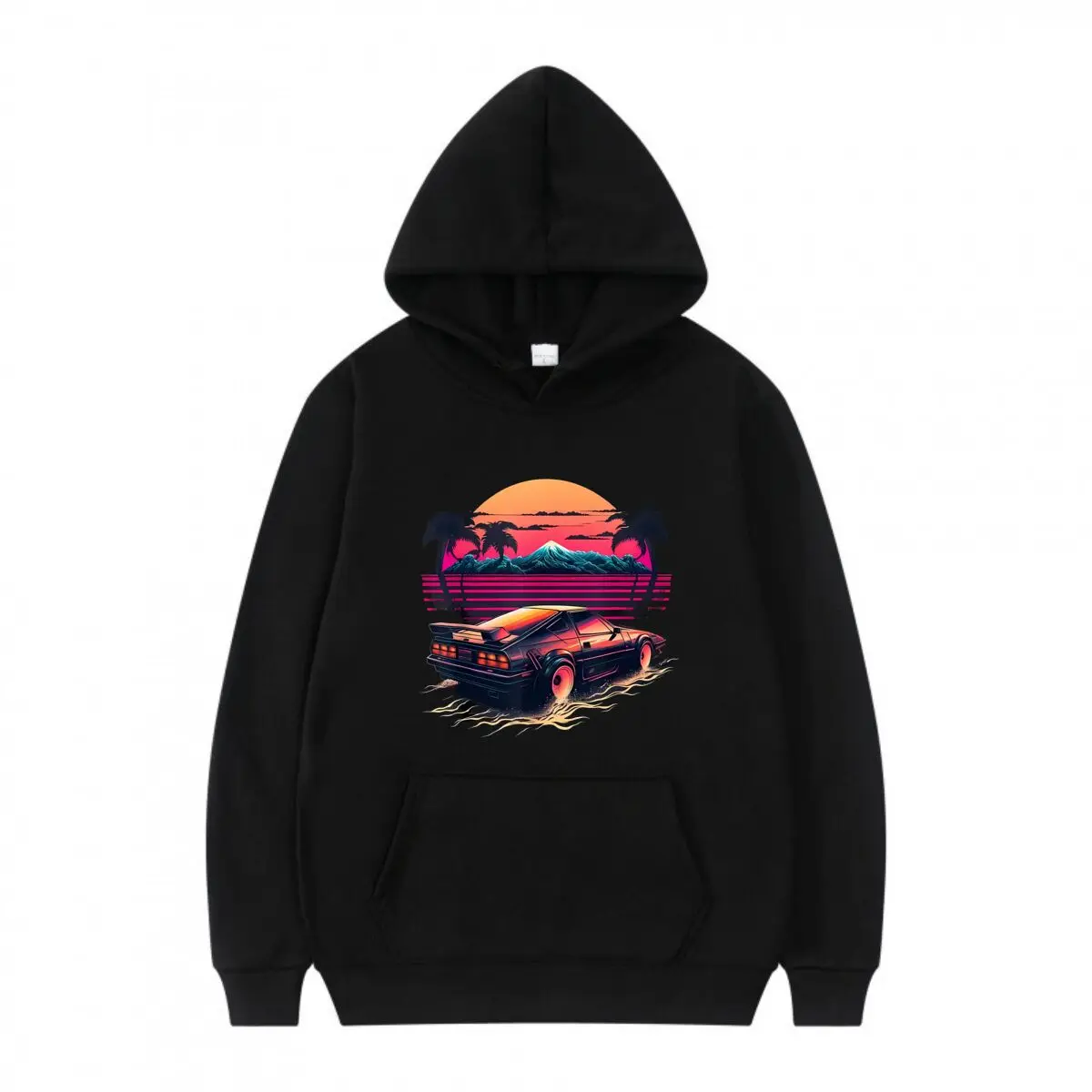 

Sunset Car — ретро, пляж, автомобильная — толстовка с тематическим дизайном, унисекс, пуловер с длинными рукавами и принтом для спорта и отдыха