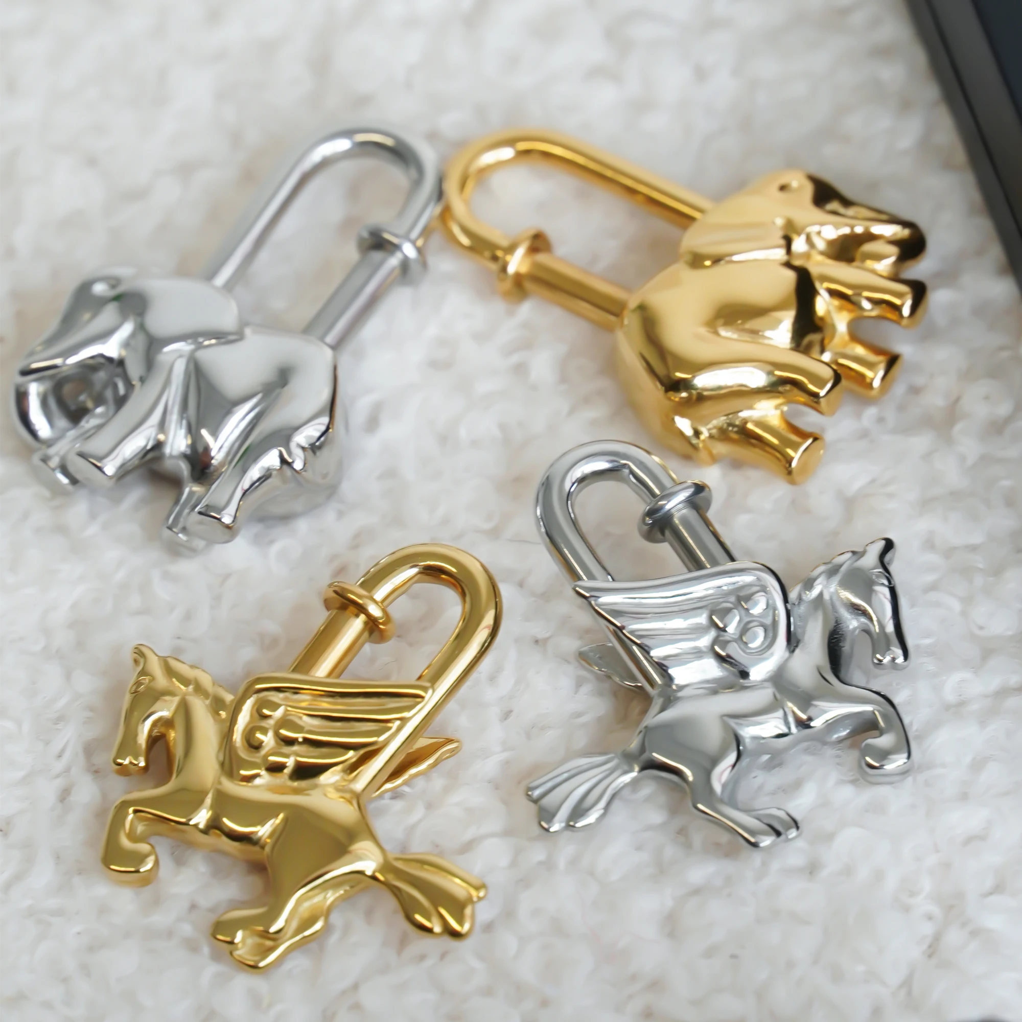 Luxury Bag Pendant For Birkin Kelly Handbag Pegasus Lock Charm All-steel Animal Metal Lock Bag Pendant High-end Charm Necklace