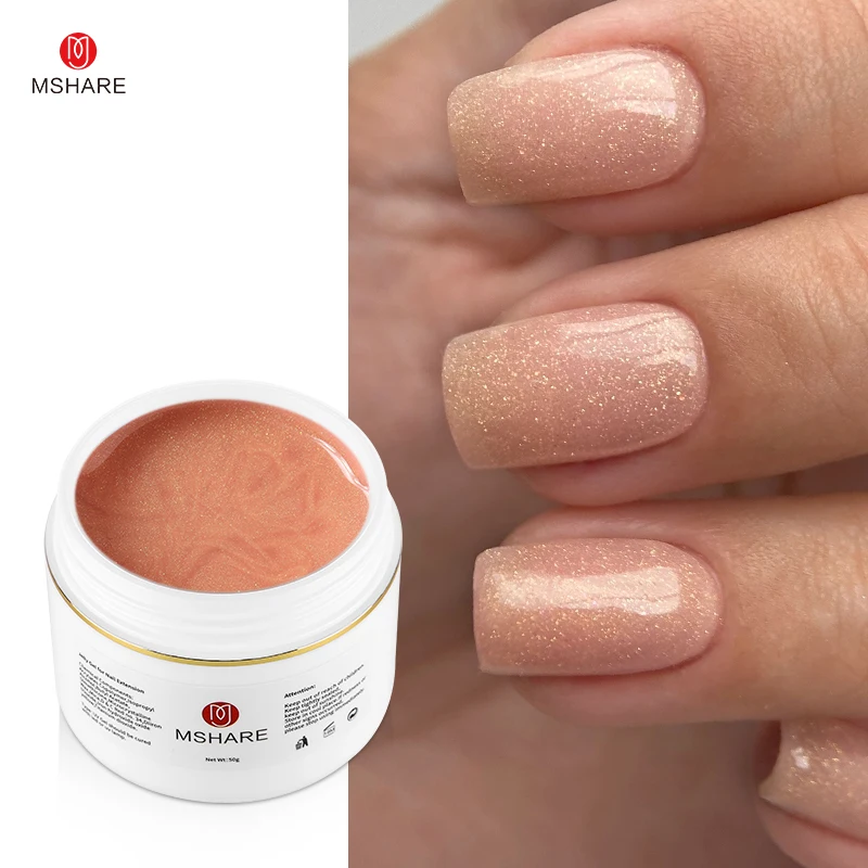 MSHARE 50g Shimmer Glitter Acrylic Gel  Pink White Nude Extension Acryl Hard Gel Nails Poly Nail Gel  UV Construction Gel