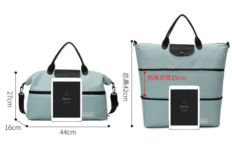 2023 New Expandable Large Capacity Small Folding Leisure Sports Fitness Yoga Bag Business Travel Storage Handbag