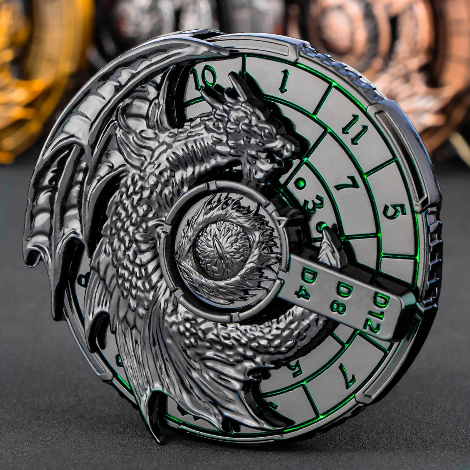 

DND 7 in 1 Fidget Spinner Dice Set, Metal Roulette D&D Dice with Gift Box, Dungeon and Dragon RPG Role Playing Gaming Dice Set